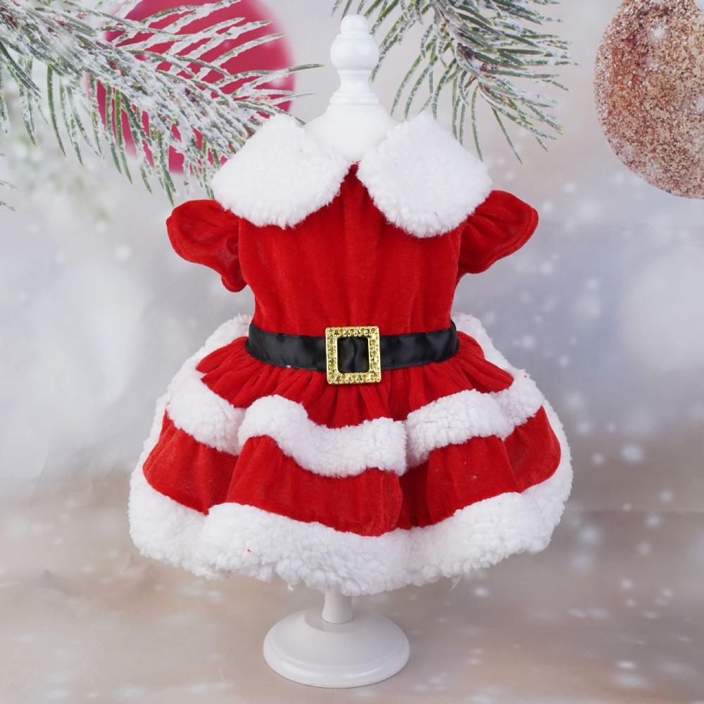 Soft Dog Winter Clothes Breathable Cats Christmas Dress Pet Outfit Santa Claus Dog Skirt  Xmas