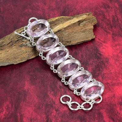 Wunderschöner rosa Kunzit-Edelstein, 925 Sterlingsilber-Armband-Schmuck, handgefertigt, wunderschönes verstellbares Kunzit-Armband-Schmuck für Frauen