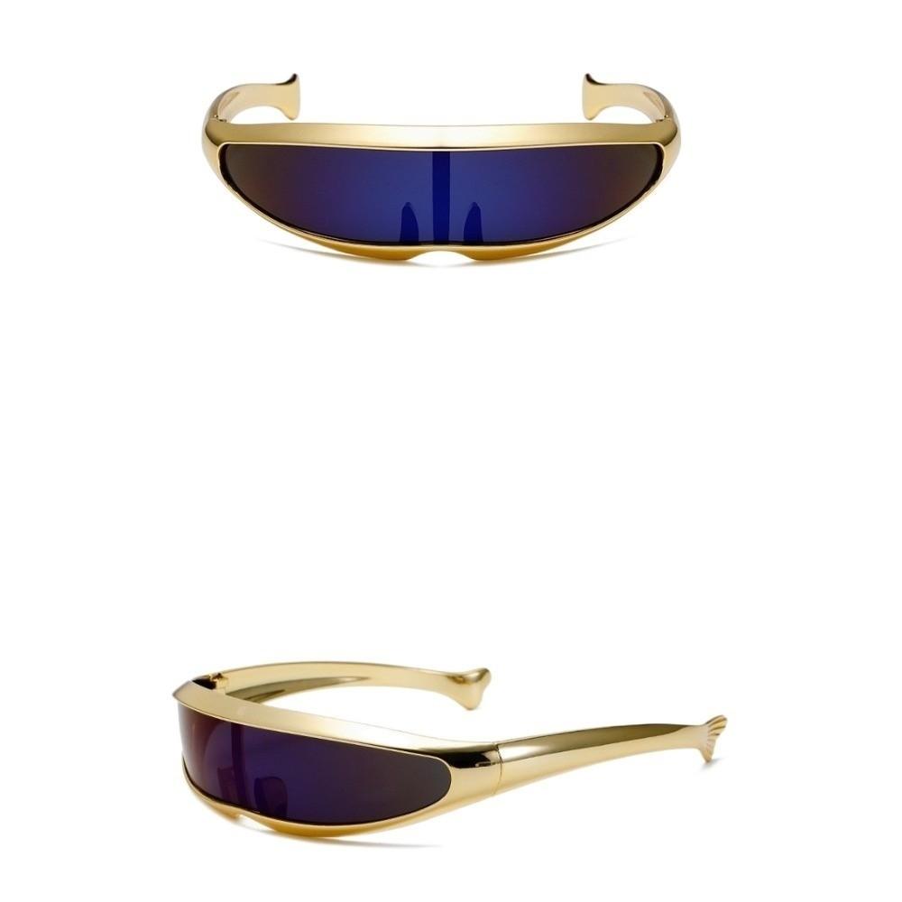 Electroplated Blocking Sunglasses One-piece Mirror Steampunk Sunglasses Vintage Women Eyeglass  Men