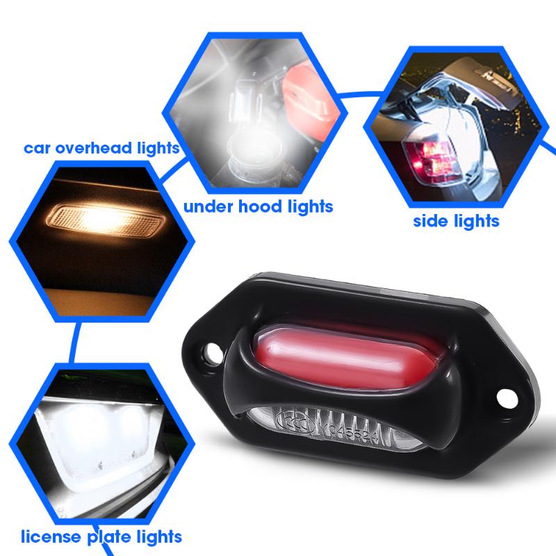 12-24V LED Car Truck License Plate Lights Waterproof White Red Side Marker Light for Car Motorcycle Van SUV Signal Tail Lamp