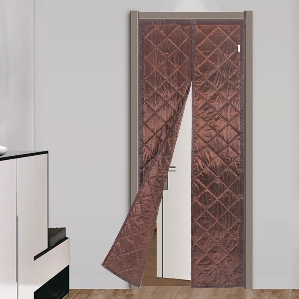 Center Opening Magnetic Thermal Insulated Door Curtain for 32x80 Inch Doors, Modern Rectangular Shape, Fits 81x203cm Doorway