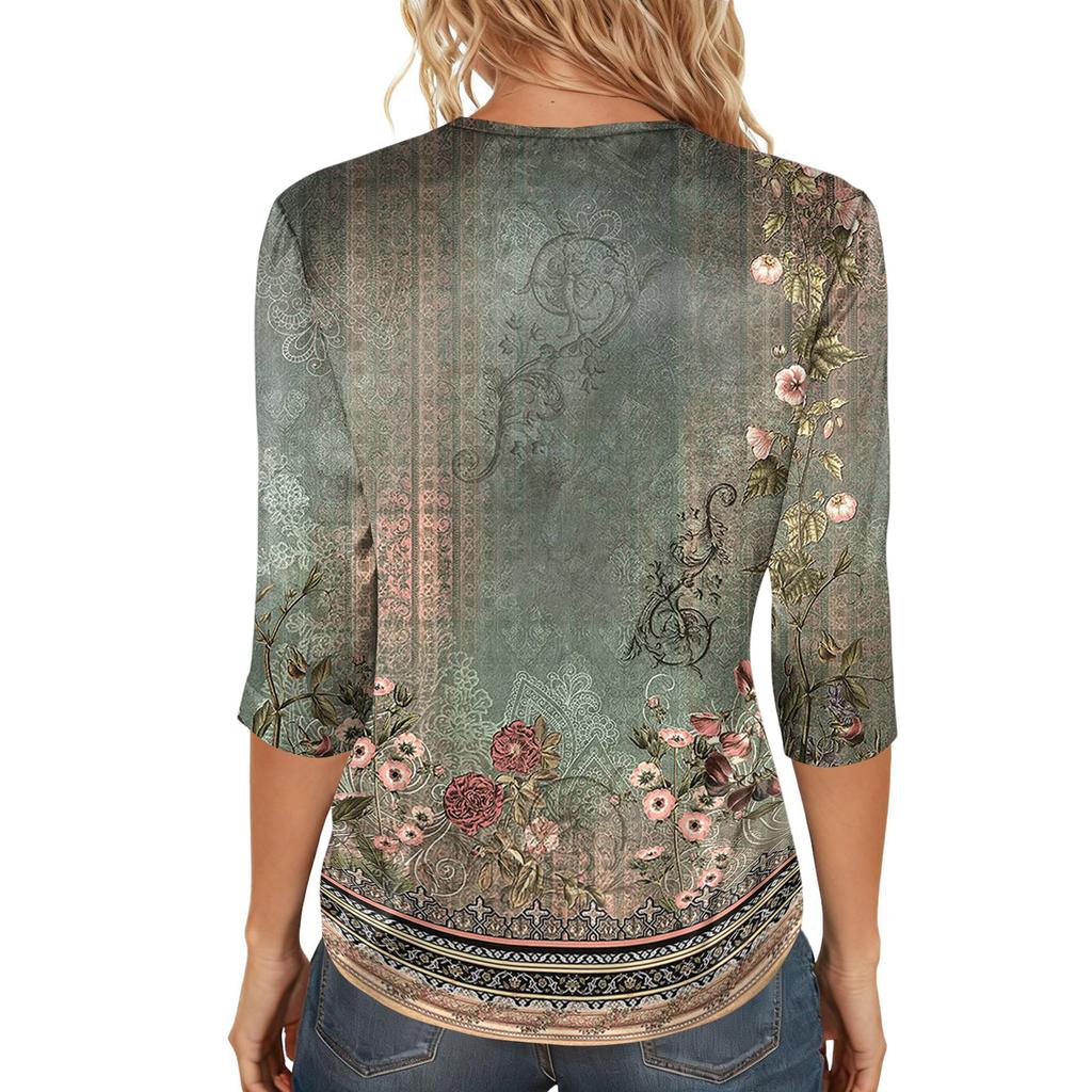 Blouse For Women Dressy 3/4 Long Sleeve Shirts Business Casual Outfit Tops