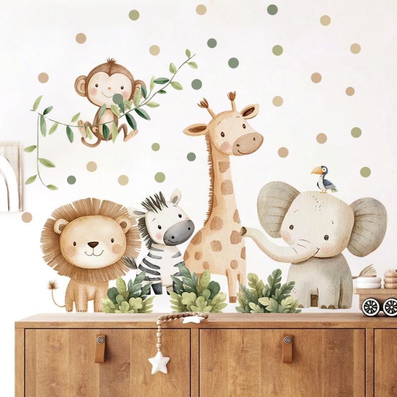 Cartoon Waldtiere Wandaufkleber Für Kinder Kinderzimmer Mädchen Junge Babyzimmer Dekoration Elefant Giraffe
