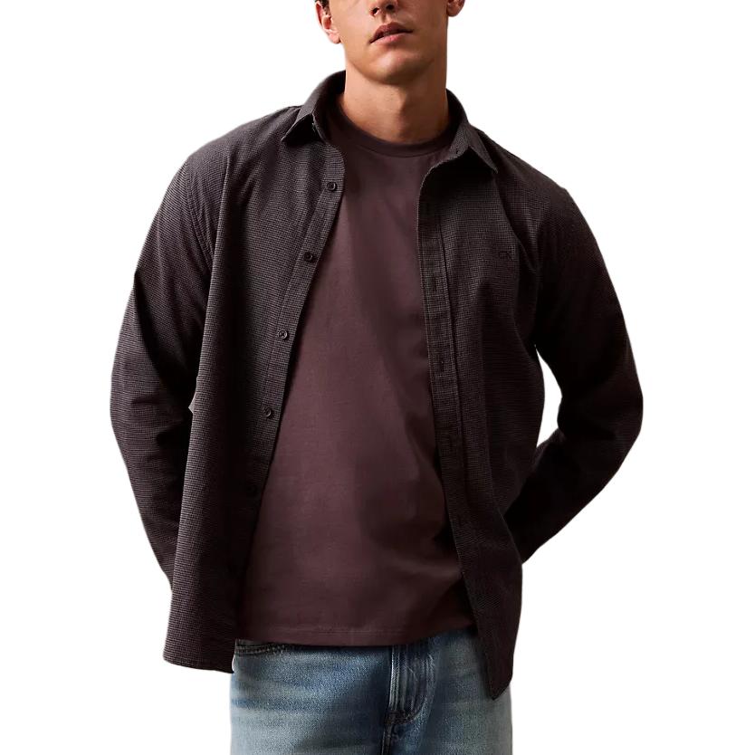 

Calvin Klein Classic Houndstooth Button-Down Long Sleeve Shirt Men shirts Black 40EC102-001 L