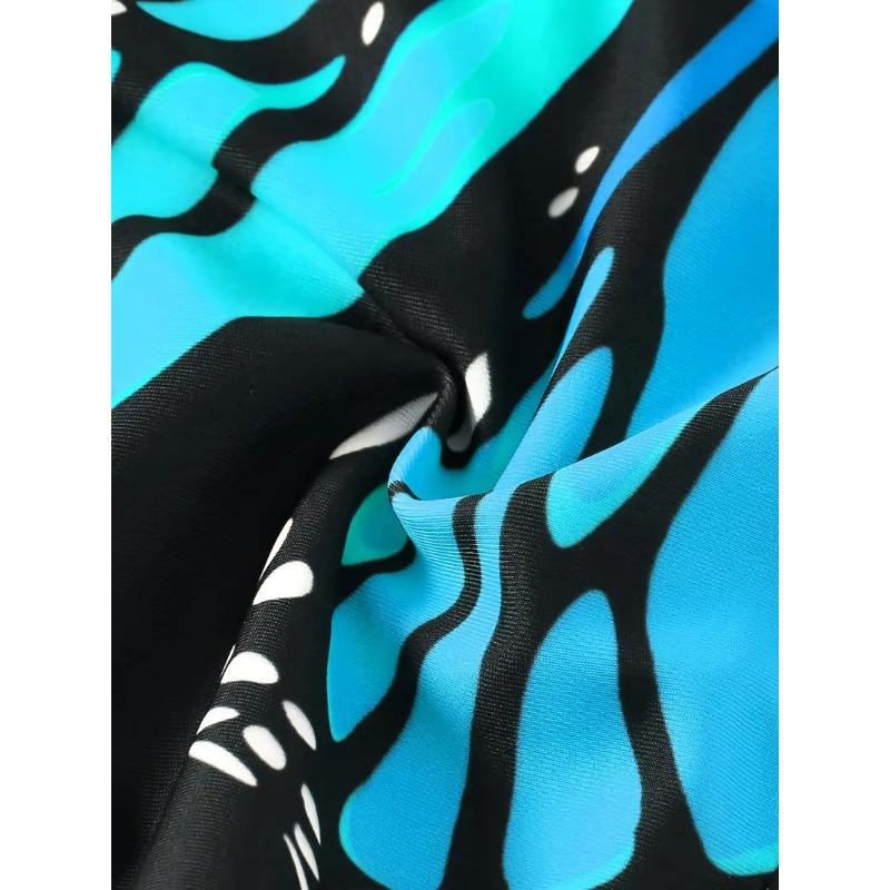 Women's Monarch Butterfly Print Triangle Bikini Set Tie Side Swimwear