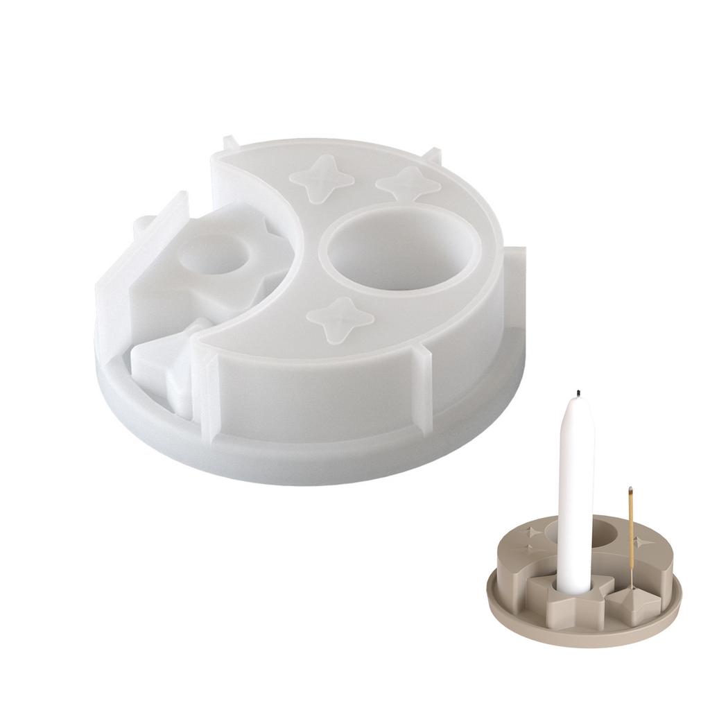 Flexible Silicone Mould for Creating Unique Star and Moon Candle Stand Designs for Handmade Gifts and Home Accent