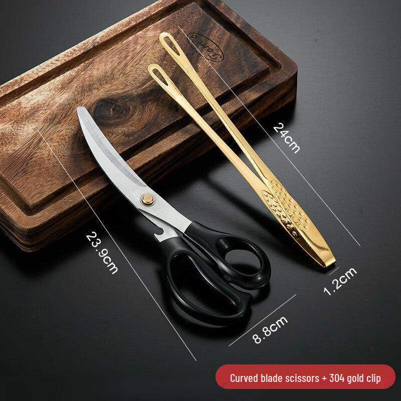 Korean Style Extra Long Gold 304 Stainless Steel BBQ Tongs