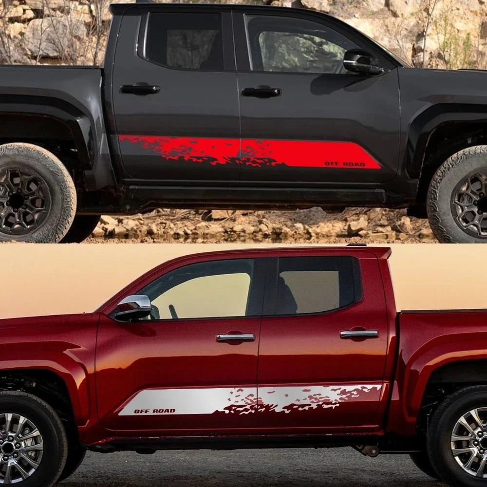 197x22cm 2PCS OFF RAOD Sport Stripes Car Body Door Side Decor Sticker For-Toyota TACOMA TRD PRO Racing Accessories Vinyl Decals