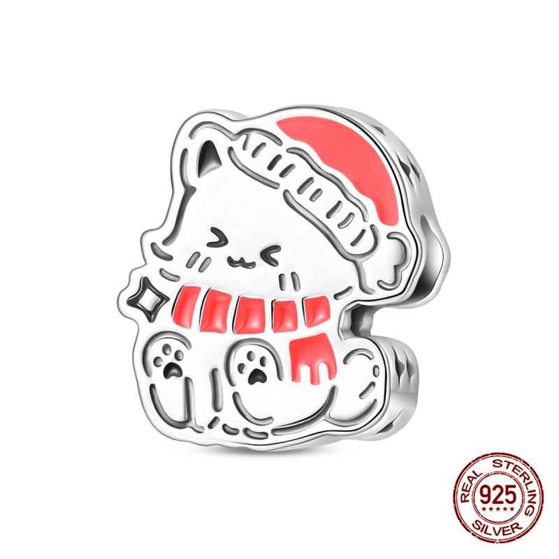 New In Original Charms Copper Happy Cute Pet Kitten Charms Beads Fits 3Mm Original Bracelet Necklace Women Diy Jewelry Gifts