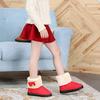 Girls Cute Bowknot Solid Color Winter Warm Snow Ankle Boots Slip On Flat Shoes