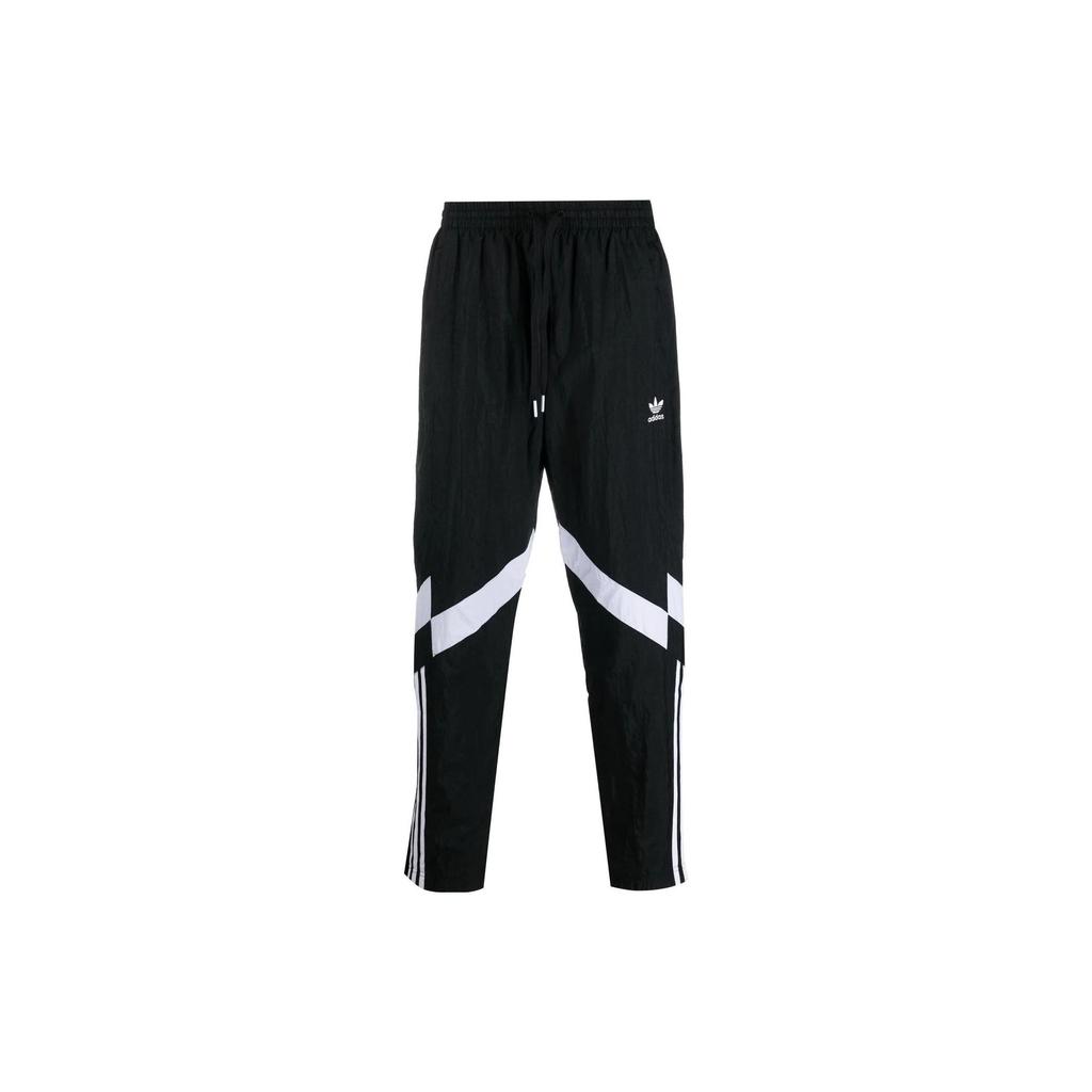 Adidas Originals Trefoil FW22 Relive Print Logo Striped Drawstring Straight-Leg Track Pants Men Bottoms Black HK7325