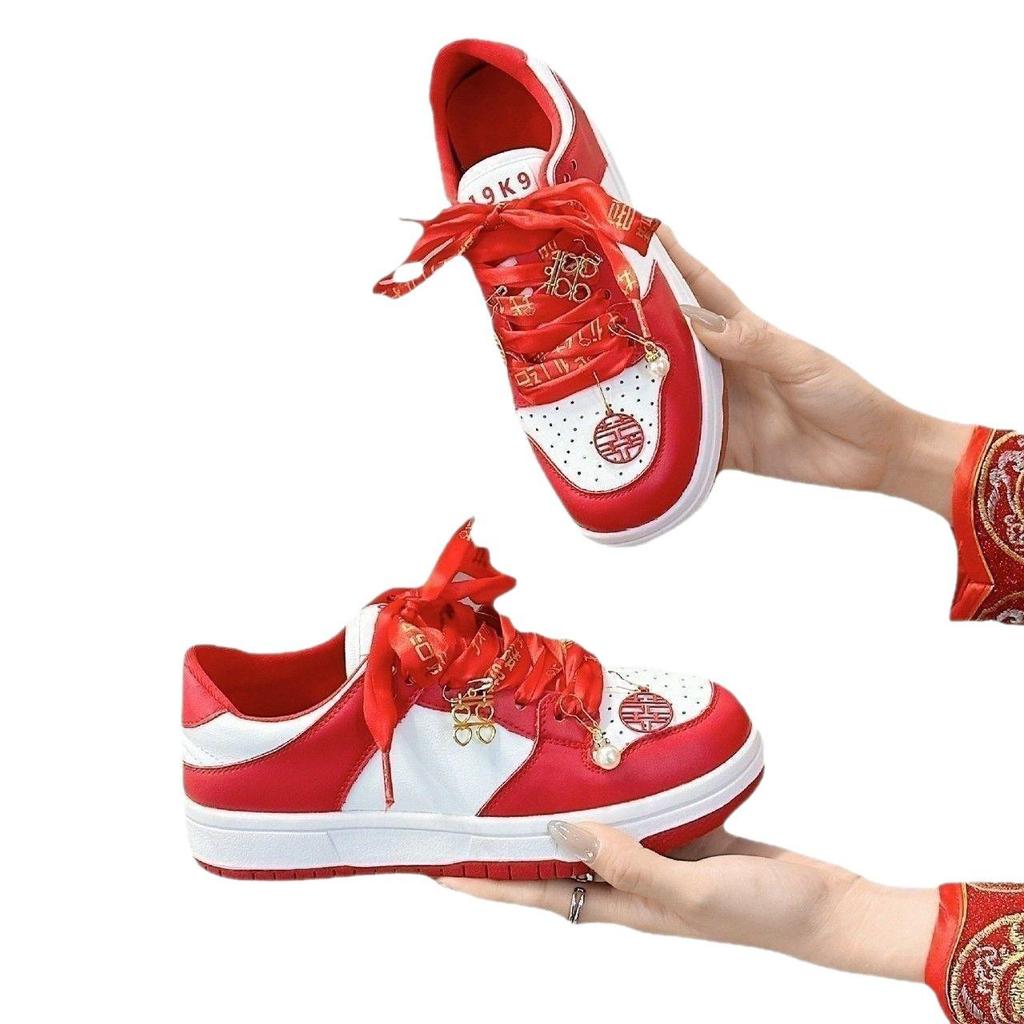 AJ 2025 Bridal & Sports Sneakers: Women's Red Two-Wear Wedding Shoes & Men's Couple Style