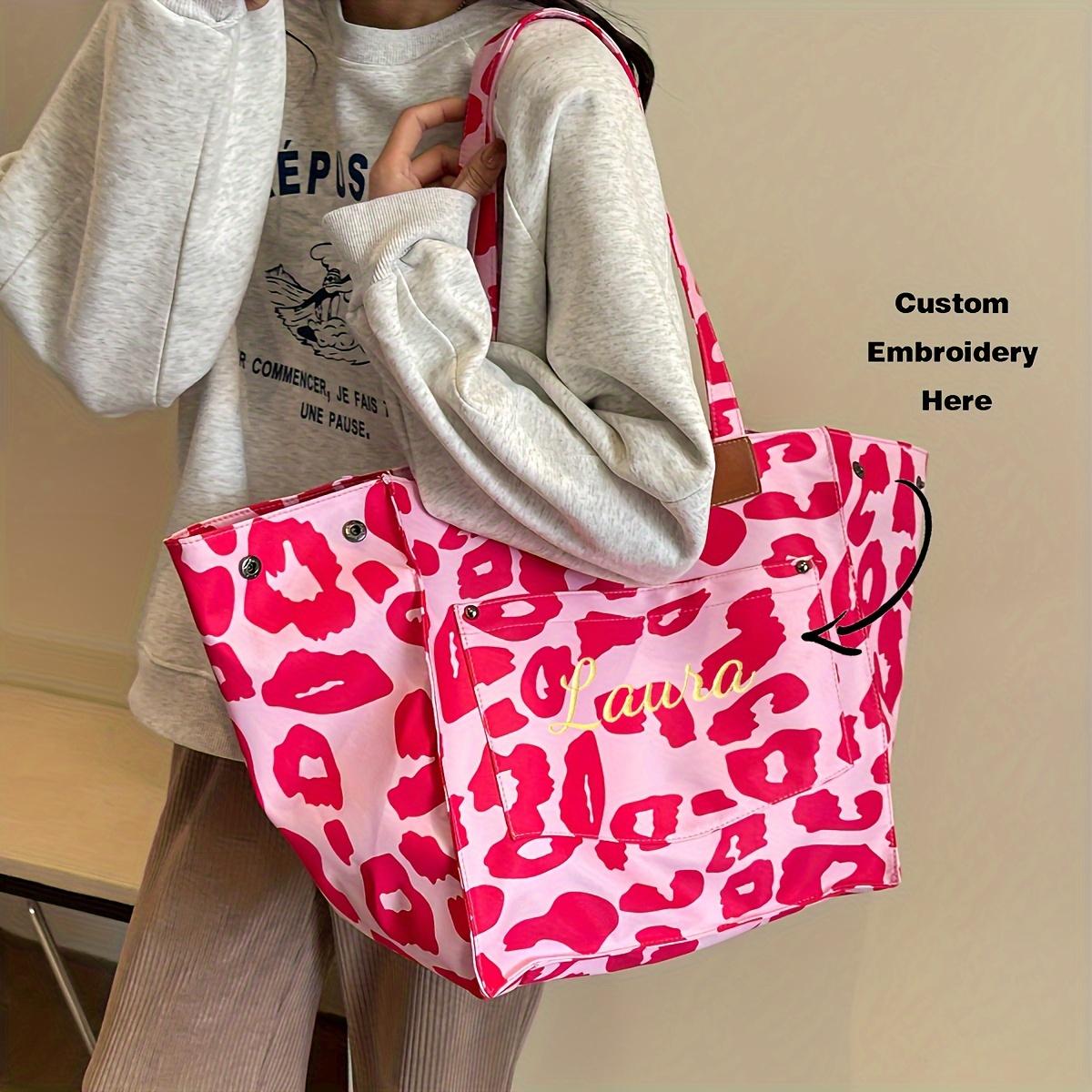 Women s Large Capacity Tote Bag Leopard Print Handbag розы красного