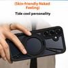 For Samsung Galaxy S25 Case Magnetic Kickstand Hollow Heat Dissipation Silicone+PC+Metal Bumper Phone Cover