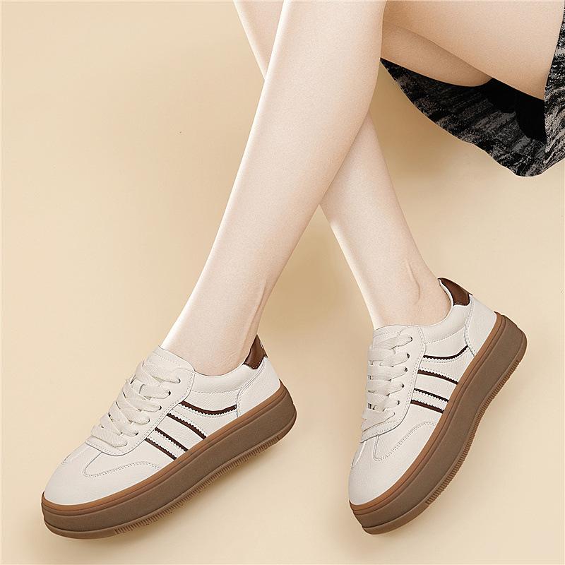 Casual sports little white shoes retro literary style thick-soled cm new heightening daily round head trend versatile women's shoes