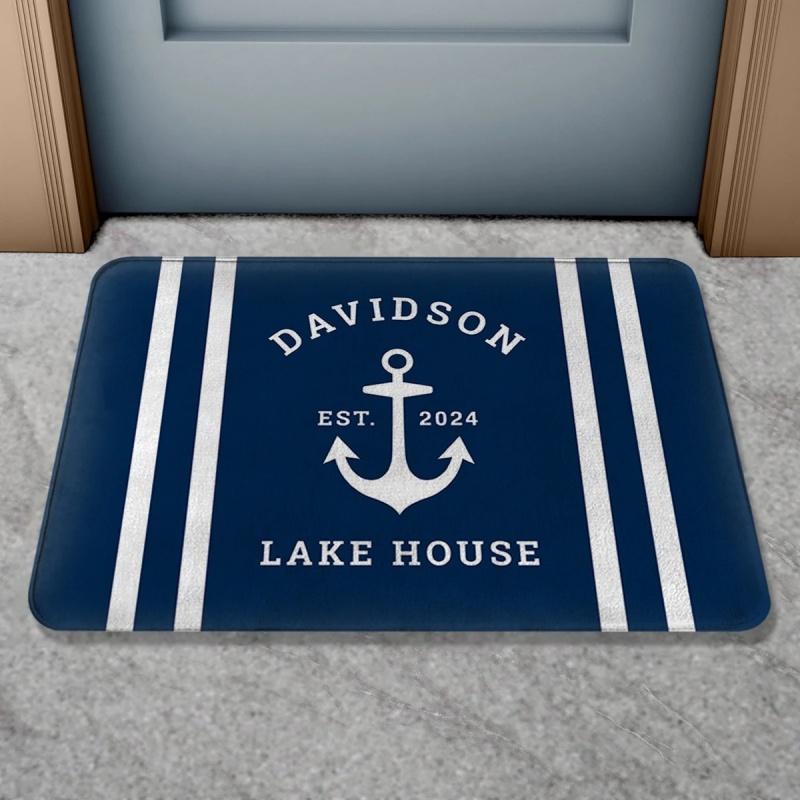 Welcome Aboaro Your Boat Name Since Floor Mat Personalized Nautical Rug Door Mat Entrance Carpet for Bathroom Welcome Mat