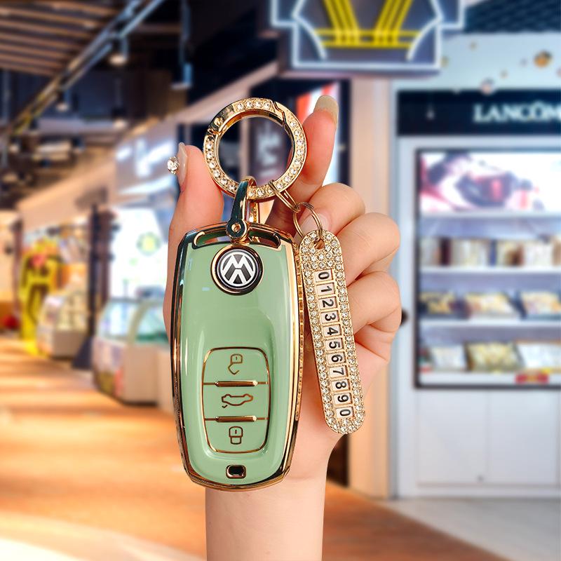 Volkswagen Schlüsselhülle für Tiguan L, Teramont, Golf 7, Sportsvan, Lamando - Galvanisierte TPU-Hülle mit Schnalle