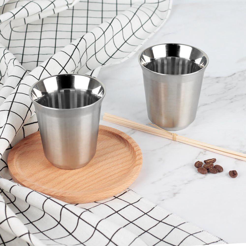 80ml Capacity Coffee Cup Set 304 Stainless Steel Double Wall Cup Insulated Coffee Cup Cafe Setting