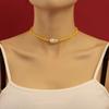 Baroque Simulated Pearls Necklace Short Clavicle Chain Necklace Bohemia Jewelry Dainty Clavicle Chain for Women Girl