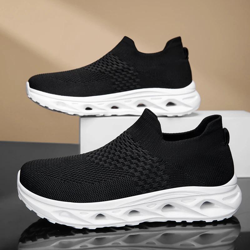 

Men s Running Shoes Knitting Breathable Mesh Athletic Sneakers Women Outdoor Lightweight Non Slip Casual Jogging Shoes Men 46 чорний