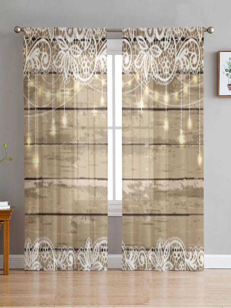 Ușă De Lemn Stil Vintage Perdele Moderne Tulle Pentru Sufragerie Dormitor Casă Bucătărie Fereastra Perdele Sheer