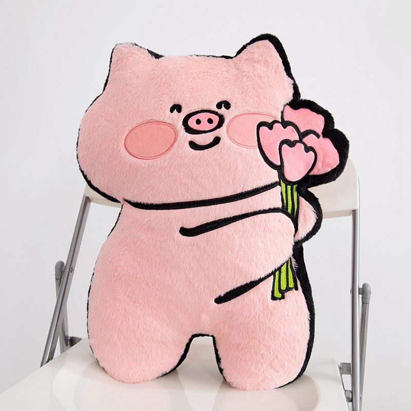 Valentine's Day Original Flowers Puppy Pillow Doll Doll Cute Plush Toys Biye Pig Doll Cushion