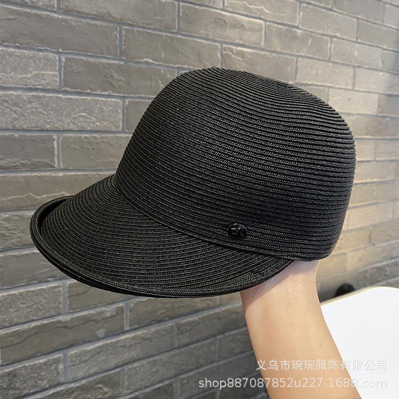 Casual Wind Curling Big Brim Cap Women's Fine Grass Woven Breathable Sunshade Sunscreen Hat Korean Version Beach Hat