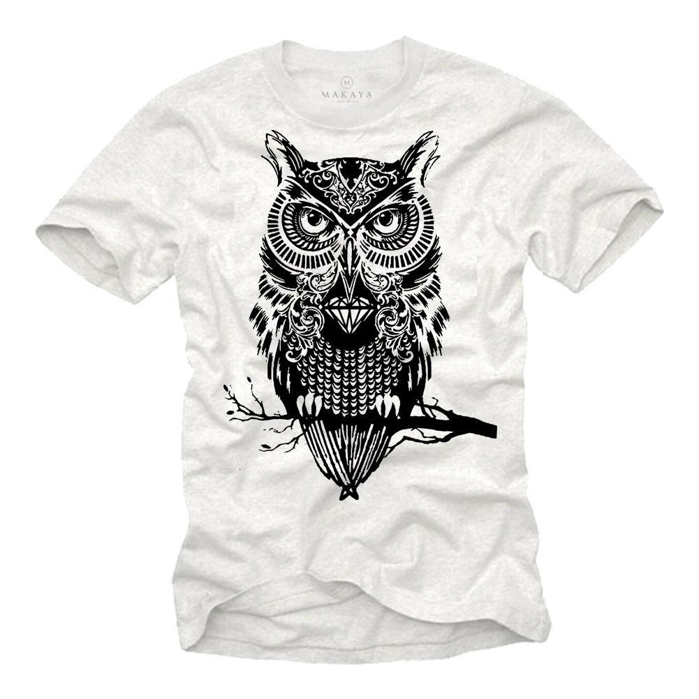 Swag Owl TShirt for Mens white Print in Black S-XXXXXL