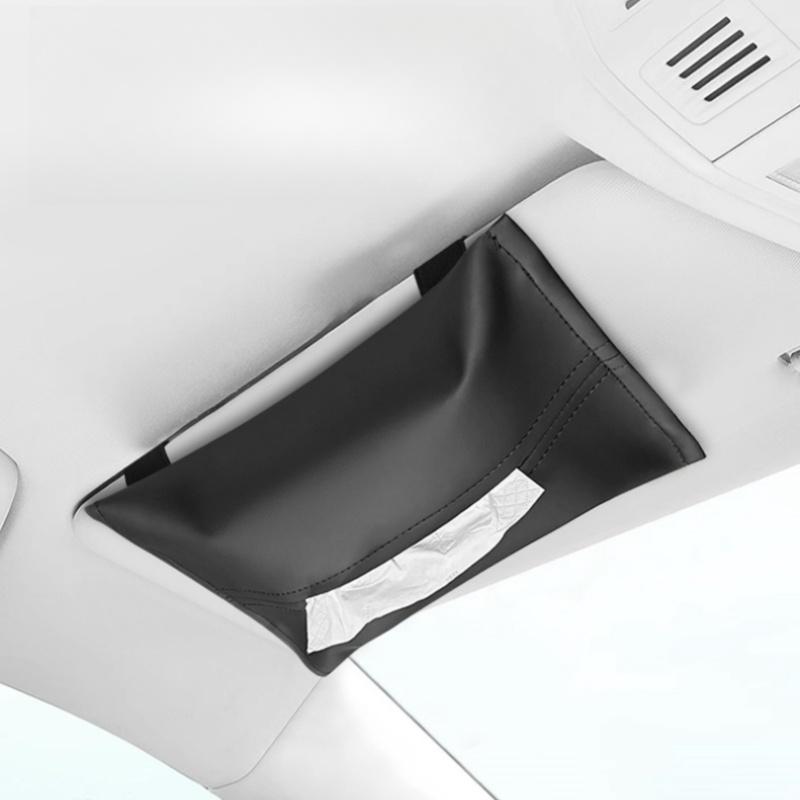 

Soft PU leather car seat tissue box tissue bag can be used in multiple scenarios, lightweight, foldable, portable matte car inte чёрный