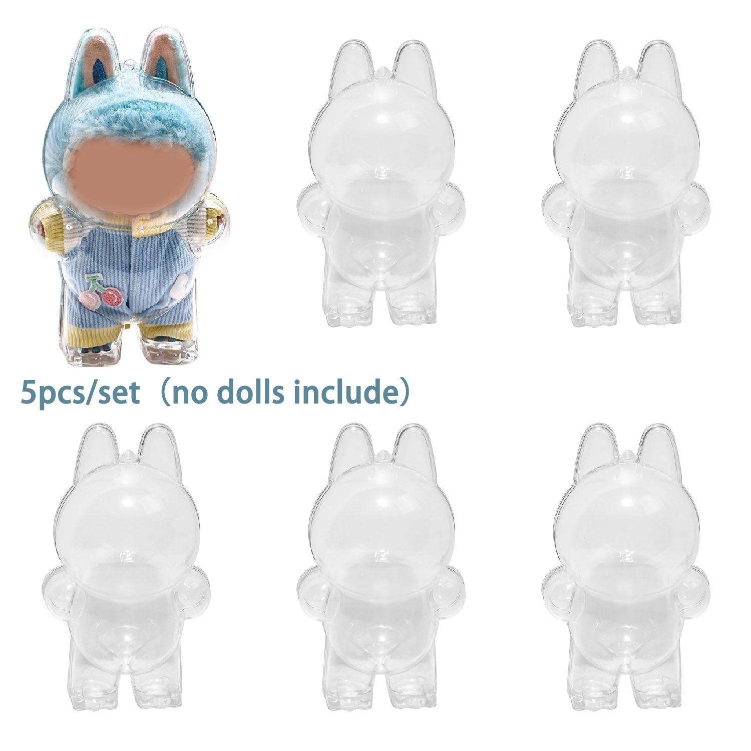 

5Pcs/set Labubu 3 Collectible Display Box - Clear Plastic Dustproof Shockproof Protective Cover Storage Boxes & Display Stand for Labubu 3 Figures