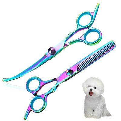 Professional Stainless Steel Pet Grooming Scissors - Right Hand Orientation, Multi-Purpose Hair Trimming Shears with Round Head,