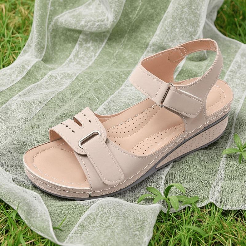 Open Toe Women's Sandals Summer Soft Sexy Female Sandals Wedge Buckle Orthopedic Sandal with Arch Support