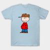 Men Black Print T-shirt Charlie Brown Cool Wear No-Cut Transfer Paper Print Cotton Tshirt