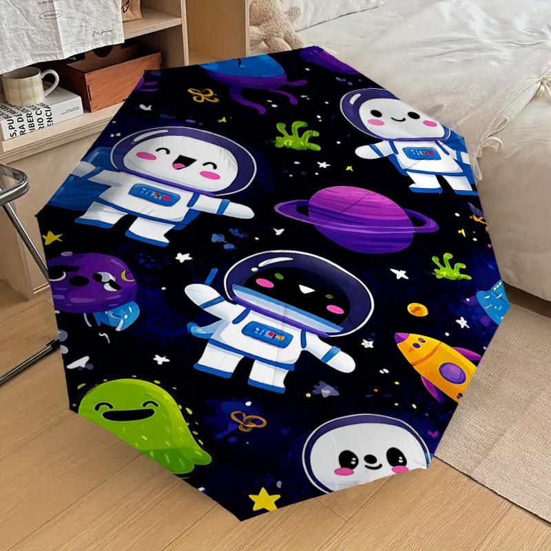 1PC space explorer space creature Umbrella-8-Rib Reinforced Portable Folding Travel Suitable for All Seasons Outdoor Daily Use-J398