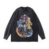 Harajuku Vintage Heavy Vintage Long-Sleeved T-Shirts For Men And Women, Japanese Streets, High Streets, Versatile Casual Base Tops