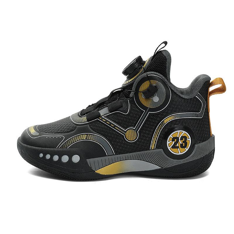 Summer breathable youth basketball professional actual student sneakers rotating button raw sneakers