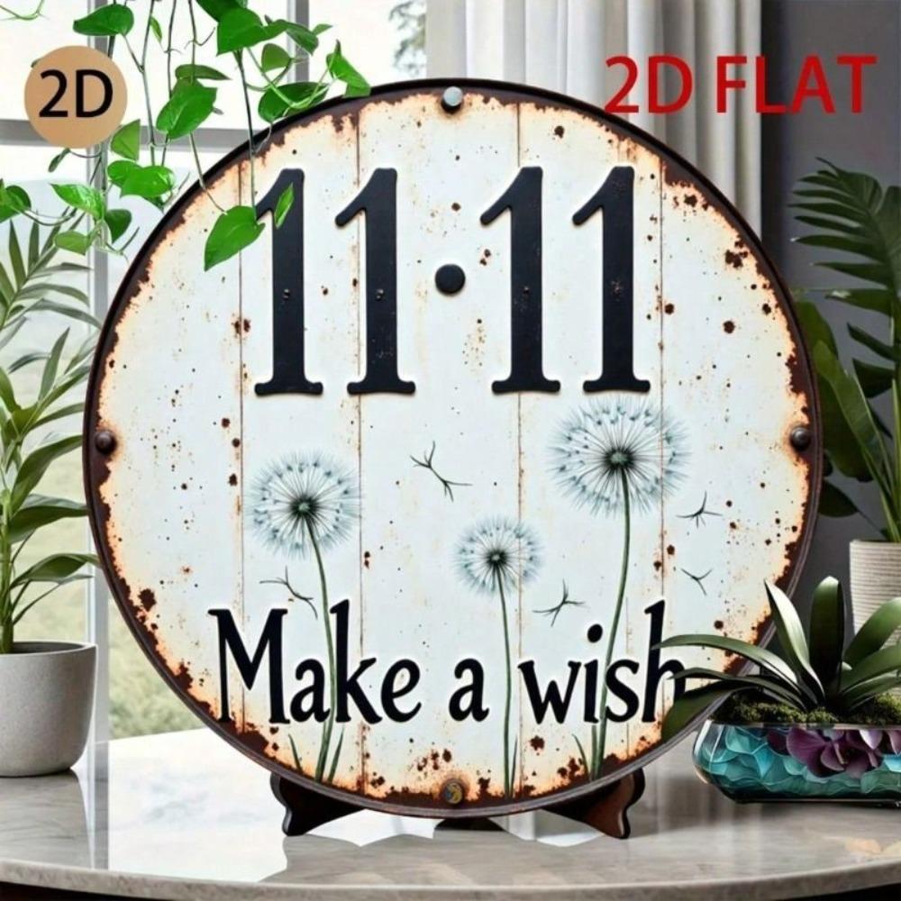 Vintage Round Metal Dandelion Sign for Garden and Home Decor