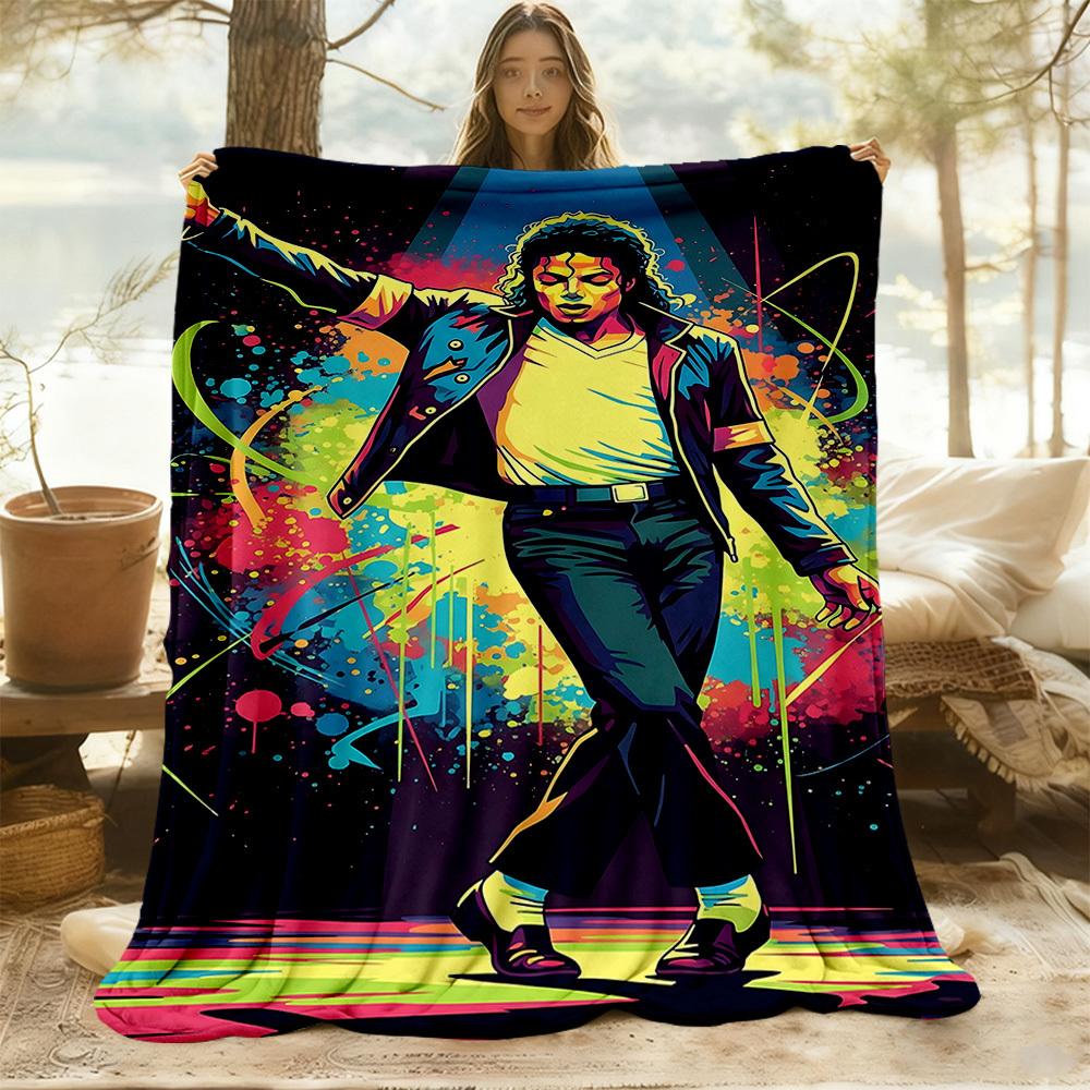 1pc Michael Jackson Outdoor Blanket Lightweight Flannel, Soft & Warm, All-Season Use for Sofa, Outdoor, Camping, Living Room, Office101