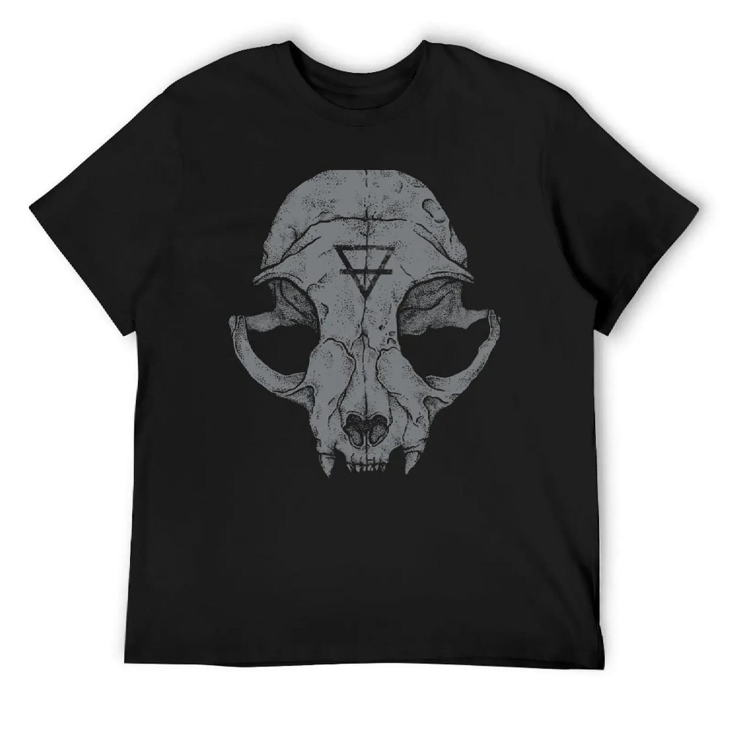 Cat Skull T-Shirt shirts graphic tee summer top oversized luxury clothes men S