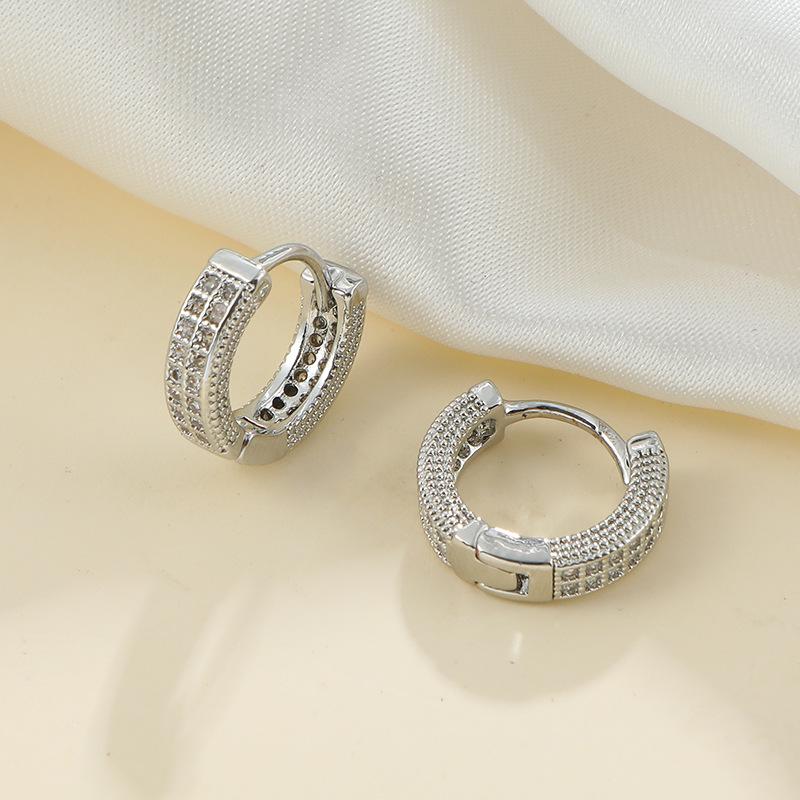 Huazi Style Zircon Stud Earrings for Women - Gold-Plated, Non-Fading Luxury Jewelry