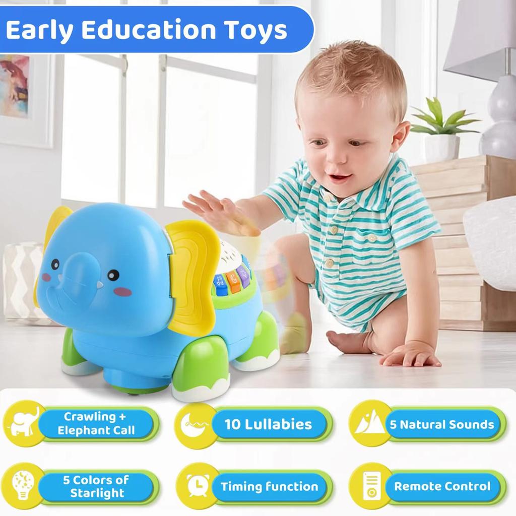 Children's Puzzle Music, Intelligent Obstacle Avoidance Elephant For Babies Learning To Walk