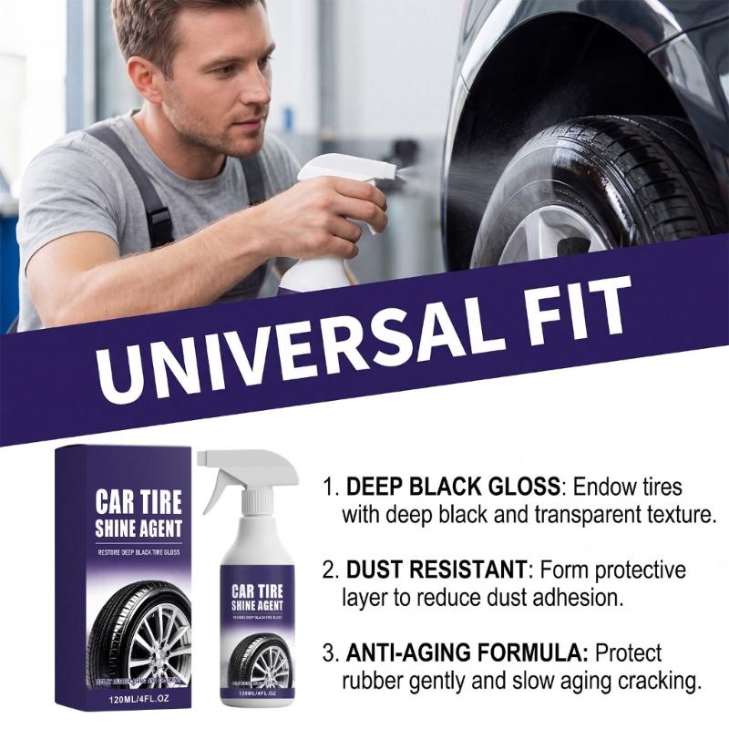 Long Lasting Tire Dressing Sprayed with Water Based Formula Quick Dry High Gloss UVB Protection for Car Motorcycle Tires