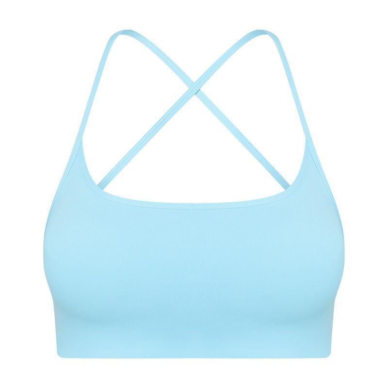 2023 New Cut Out Cross Beauty Back Exercise Underwear Women's Thin Square Collar Workout Top Sexy Yoga Bra Quick-Drying