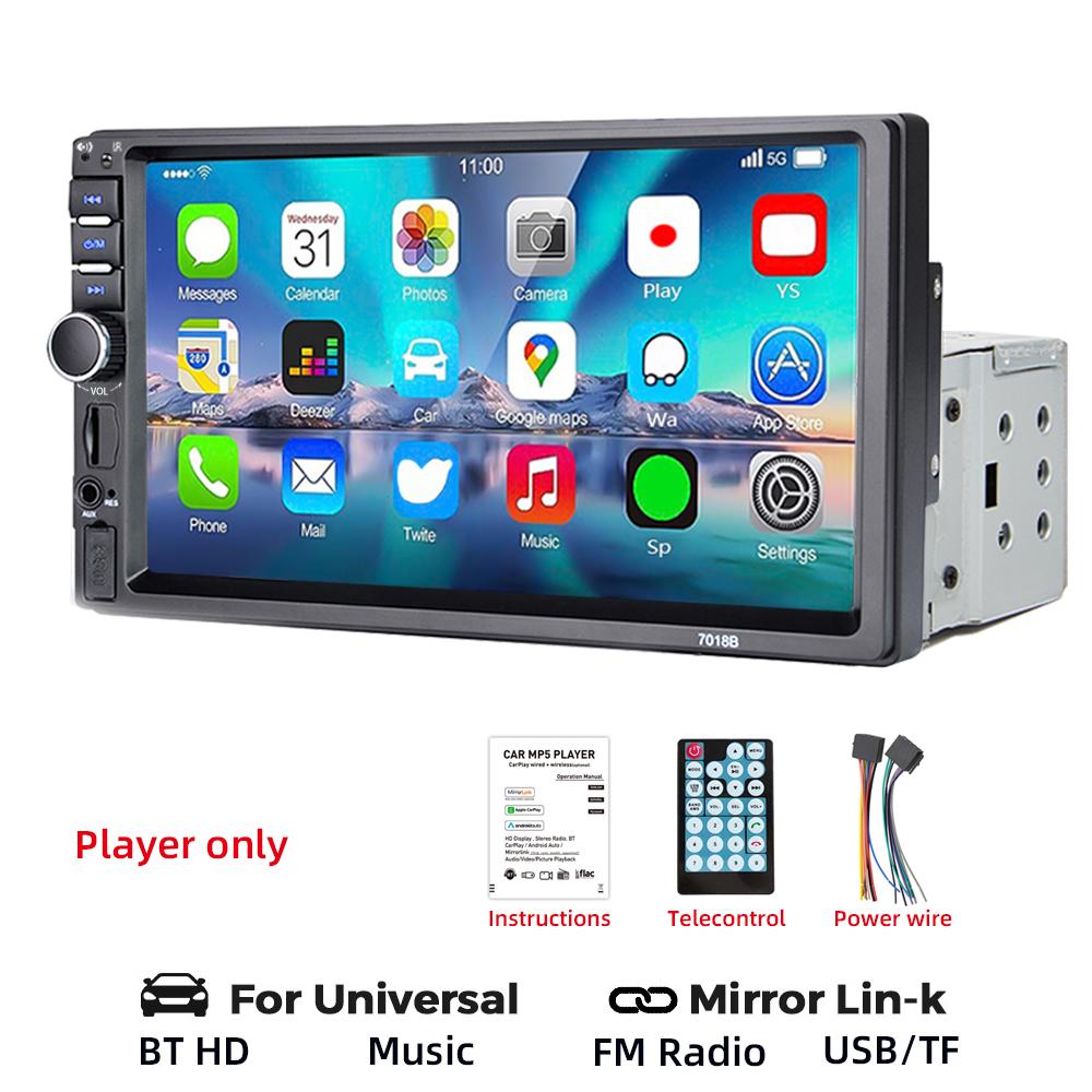

HIPPBQCC 1 Din Car Radio 7 Inch MP5 Multimedia Player Touch Screen FM ISO Power Aux Input Bluetooth USB Mirror Link Autoradio