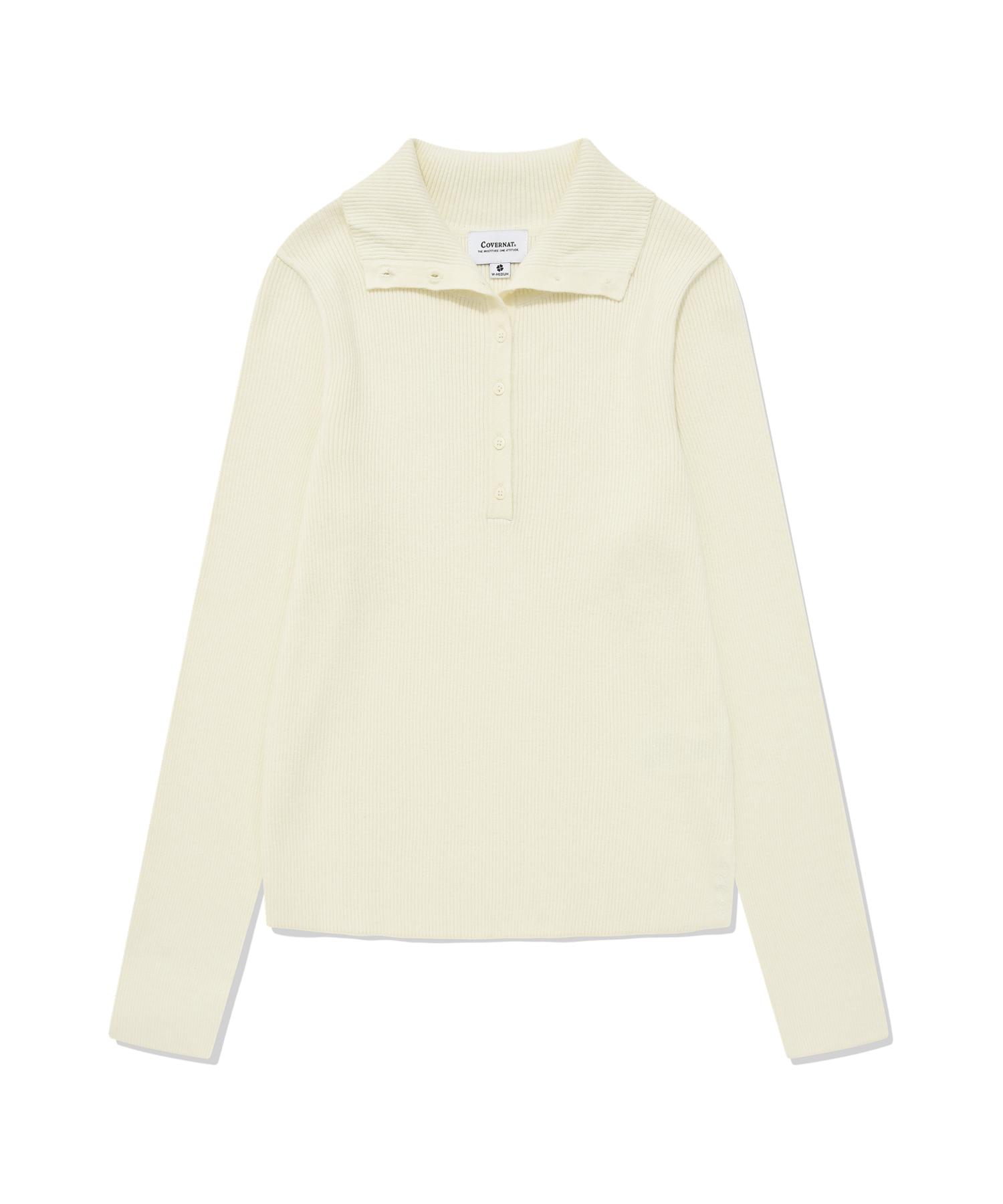 Covernat Woman Button-Down Slim Turtleneck Ivory Ivory/Wm
