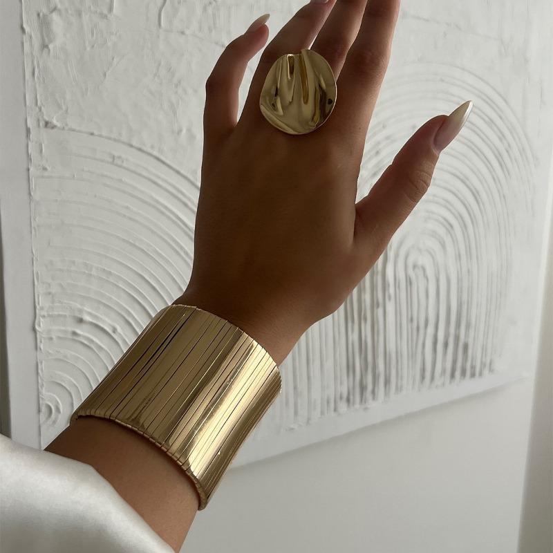 Alloy Bracelet Wide Side Jewelry Fashion Personality Glossy Spring Open Bracelet Women's Jewelry