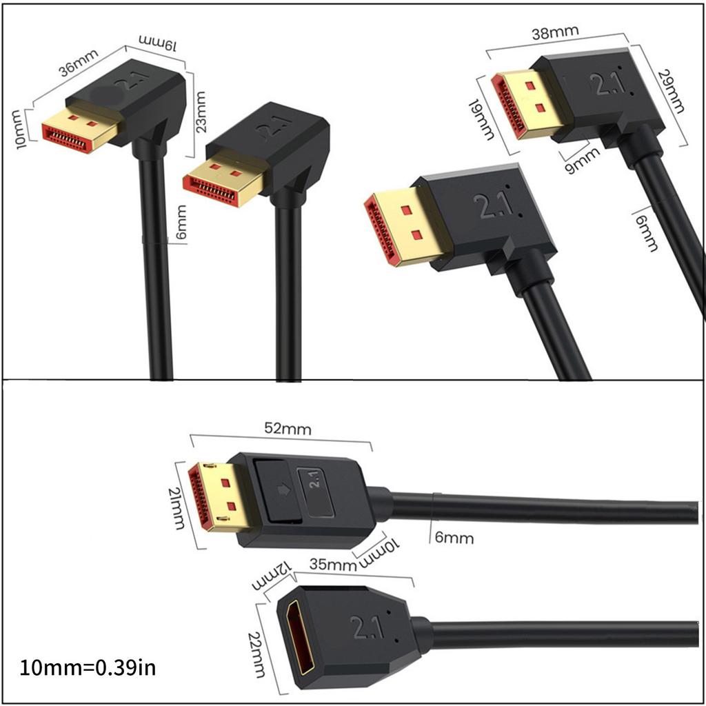 Flexible Angled 2.1 Video Cable 16K Resolution 54Gbps Transmission 8K120Hz 4K240Hz For Gaming Monitors