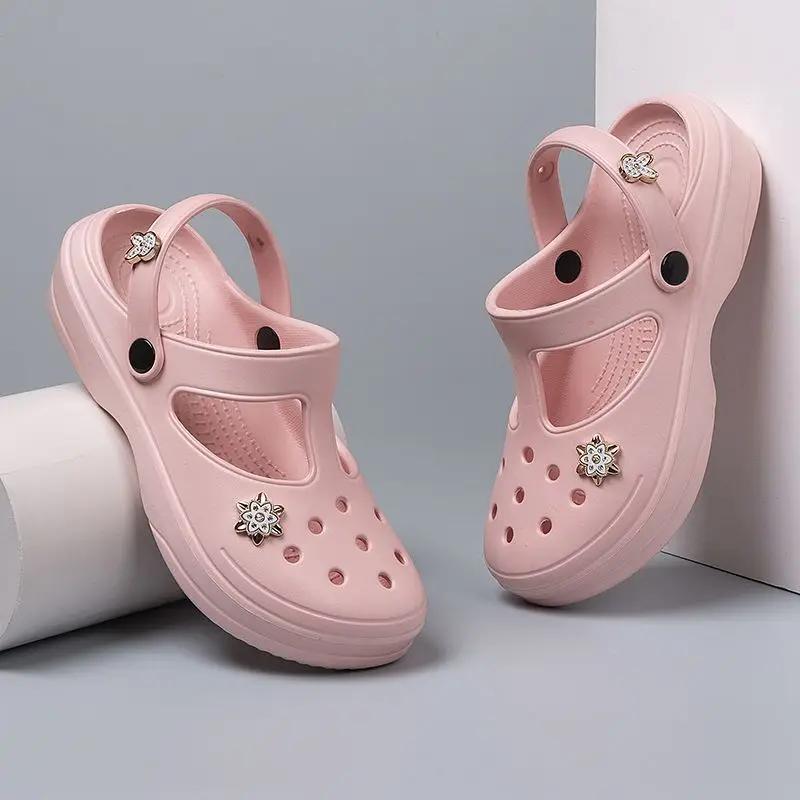 Fashion Cute Kawaii Thick Junior Green Slides Mules Outside Shoes Women's Slippers and Ladies Sandals Soft On Beach Indoor Waterproof F