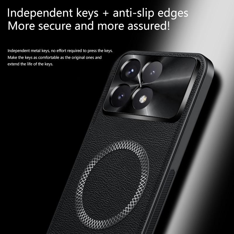 For Redmi K70 and K70 Pro Case Magnetic Elegant Leather Wear-Resistant Lens Fully Covered Non-Slip Grip Edge Cover Shell