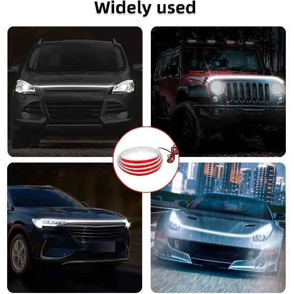 Ziciner Car Hood Light Strip, 79 Inch Flexible LED Strip Waterproof Auto Daytime Running Lights, Vehicle Universal Exterior LED Strip Accessories